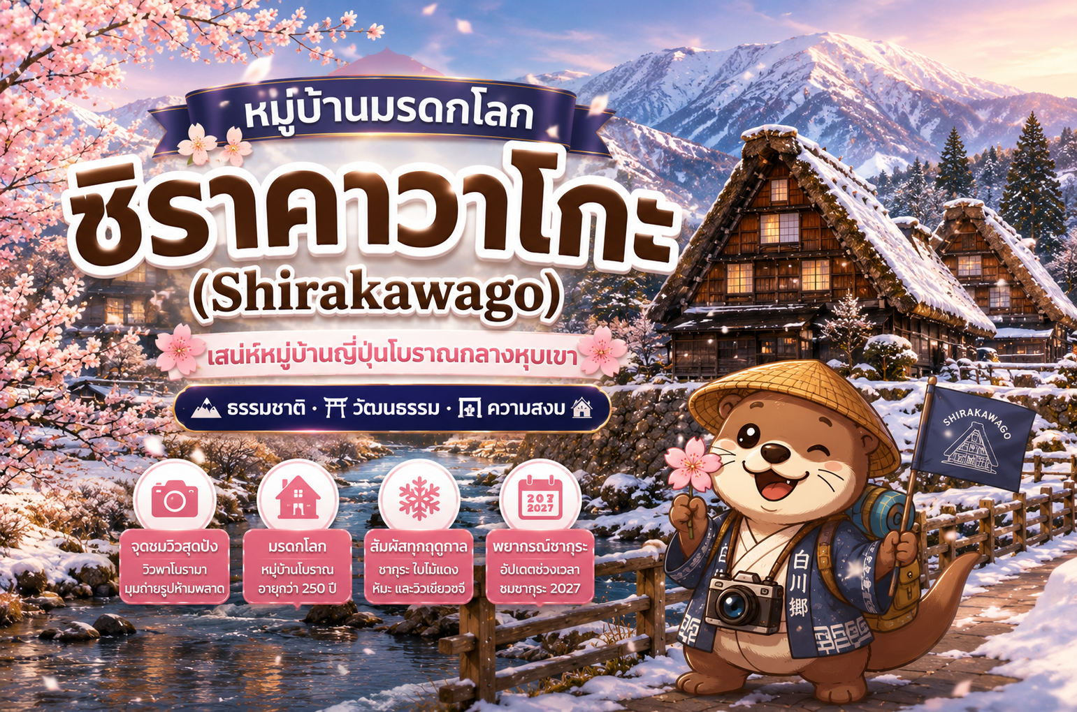 หมู่บ้านมรดกโลก ชิราคาวาโกะ (Shirakawago) เสน่ห์หมู่บ้านญี่ปุ่นโบราณกลางหุบเขา