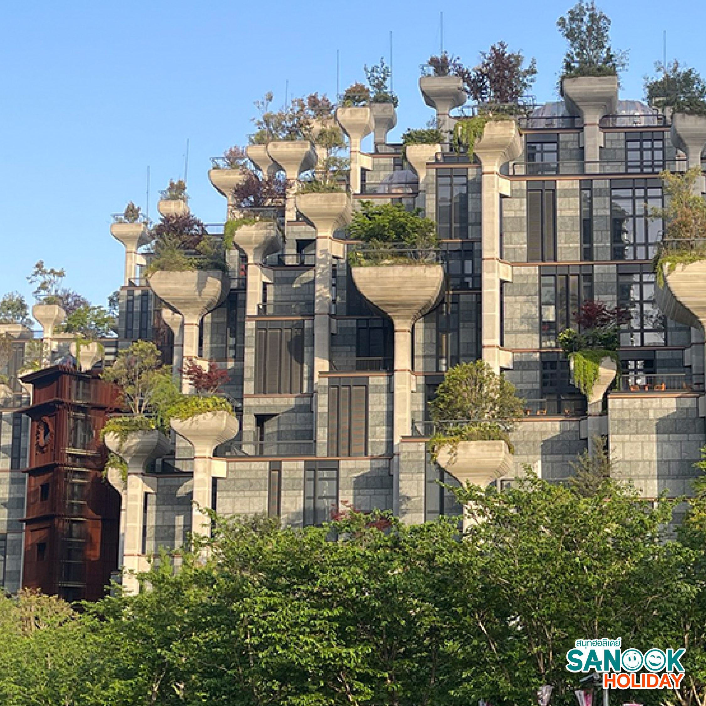 ตึก Tian An 1000 Trees เซี่ยงไฮ้ สถาปัตยกรรมสวนลอยฟ้า