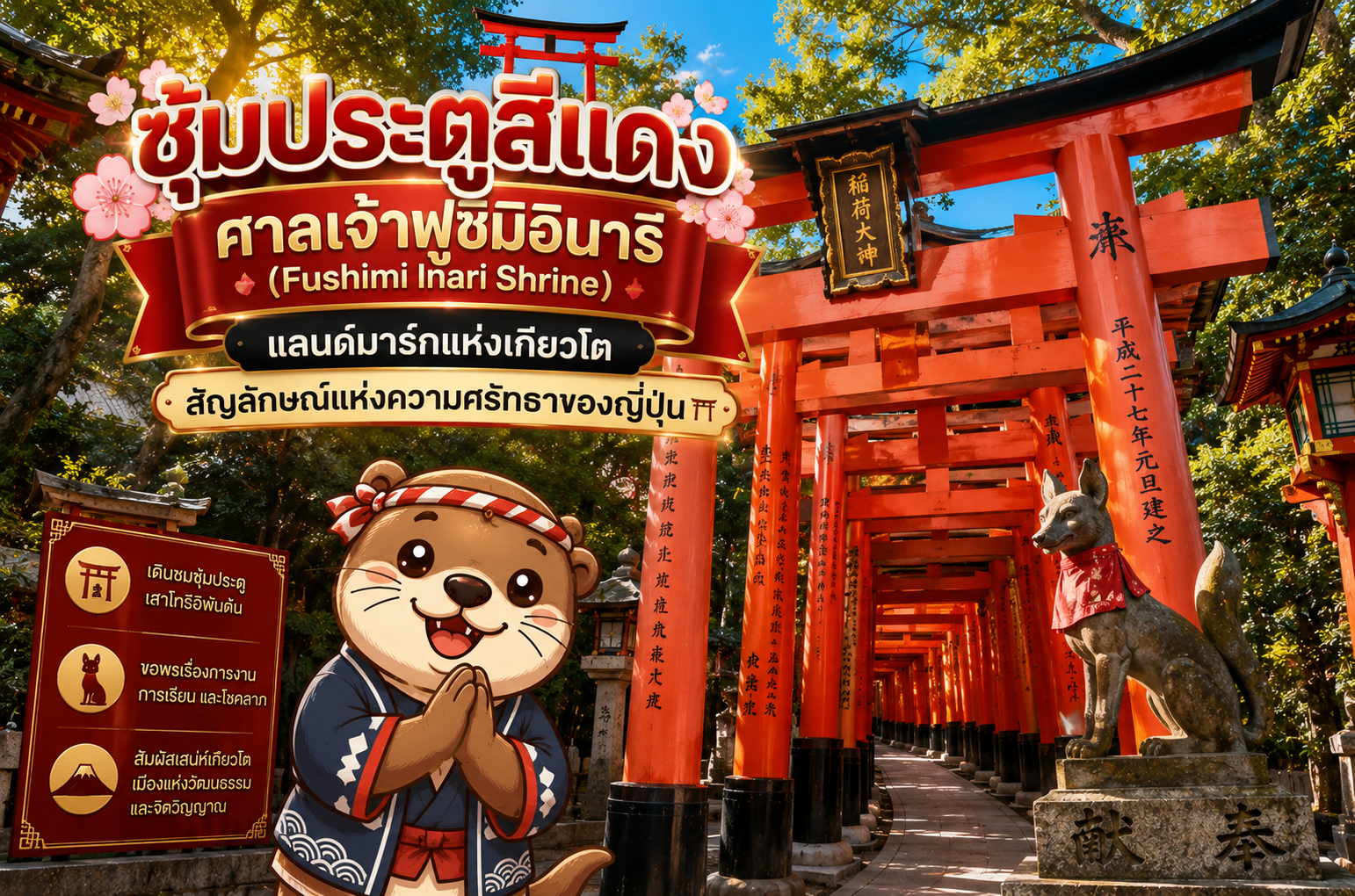 มประตูสีแดง ศาลเจ้าฟูชิมิอินาริ (Fushimi Inari Shrine) แลนด์มาร์กแห่งเกียวโต สัญลักษณ์แห่งความศรัทธา