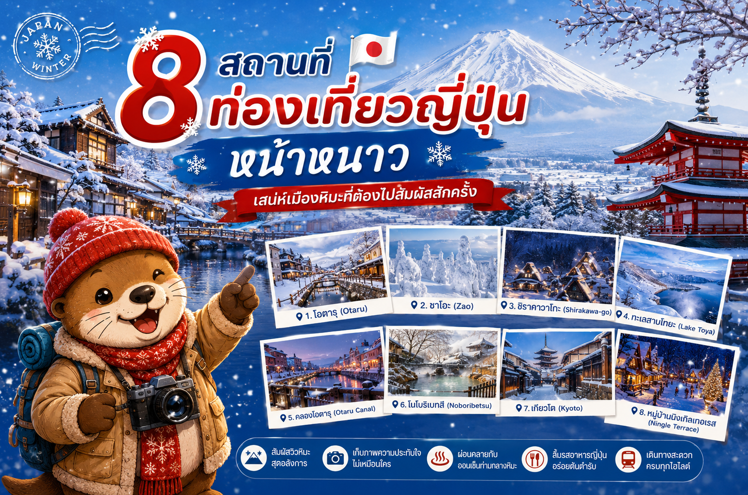 8 สถานที่ท่องเที่ยวญี่ปุ่นหน้าหนาว เสน่ห์เมืองหิมะที่ต้องไปสัมผัสสักครั้ง