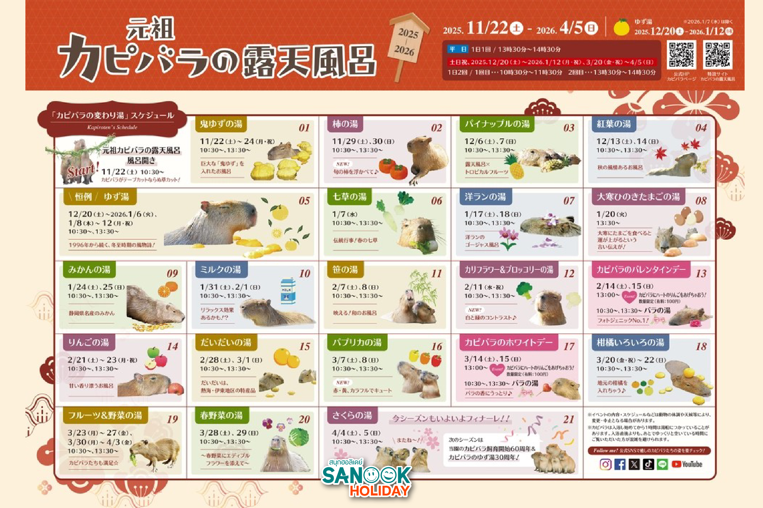 คาปิบาร่าแช่ออนเซ็น Izu Shaboten Zoo