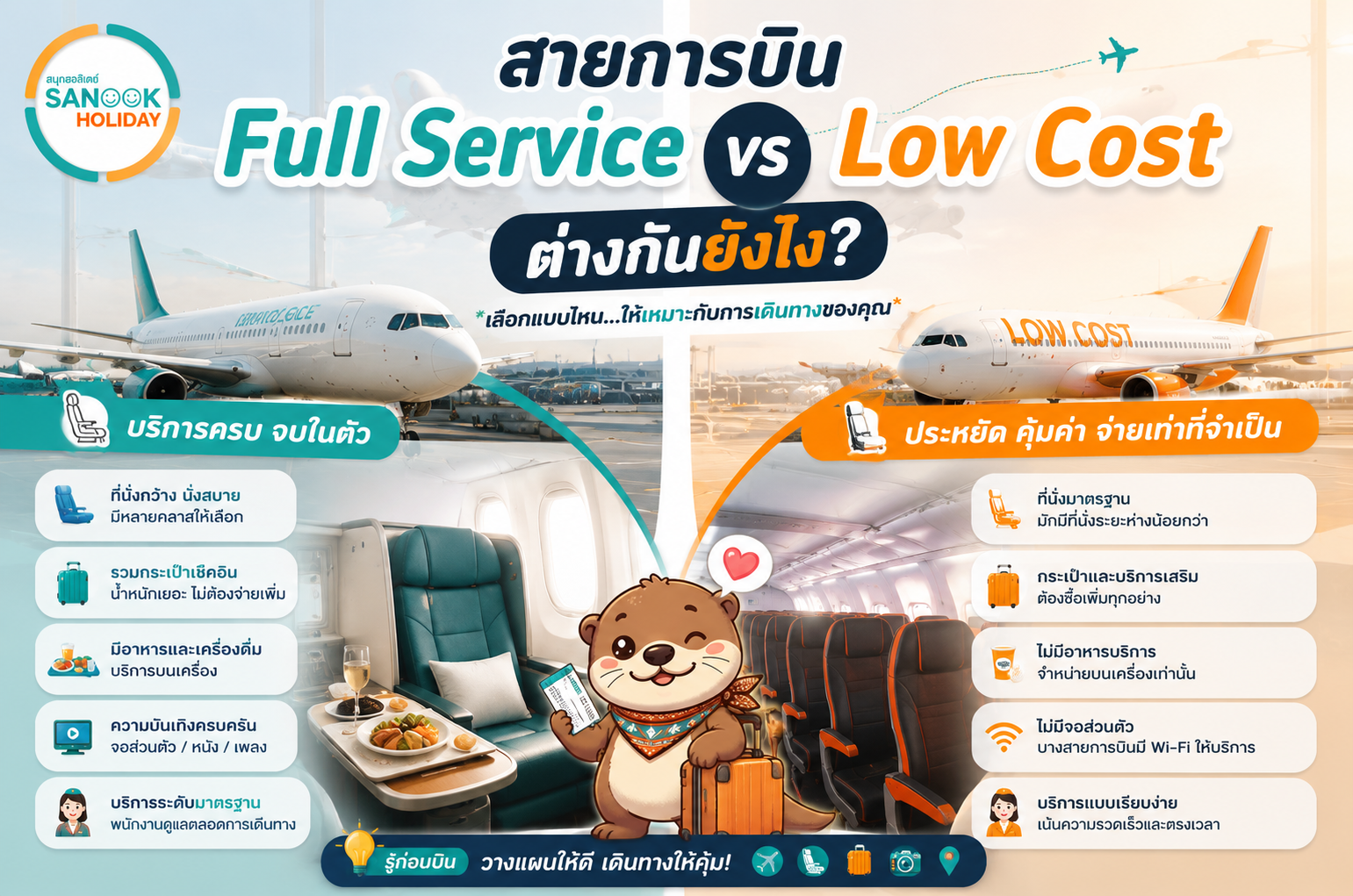สายการบิน Full Service กับ Low Cost ต่างกันยังไง?